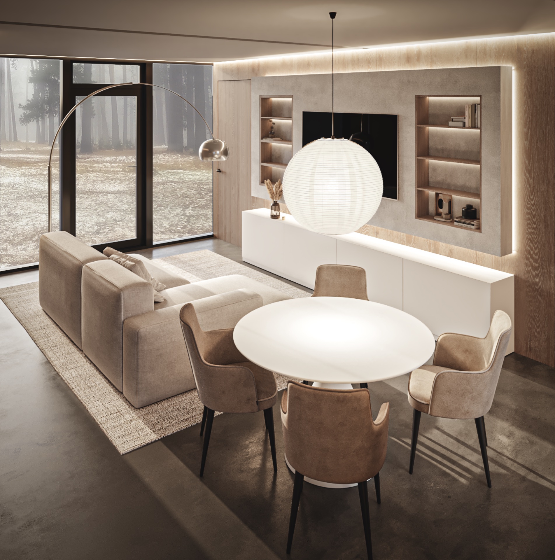 Гостиная с панорамными окнами